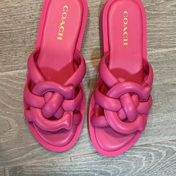 Coach Shoes - COACH Hot Pink Knotted Slide Sandals Women’s sz 9.5B UK 8.5 EU 40